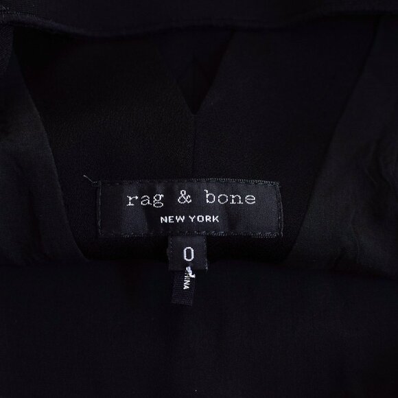 Rag & Bone Phoebe Black Mini Shift Tuxedo Dress Back Cut Out Pockets Size 0 LBD - Picture 10 of 11